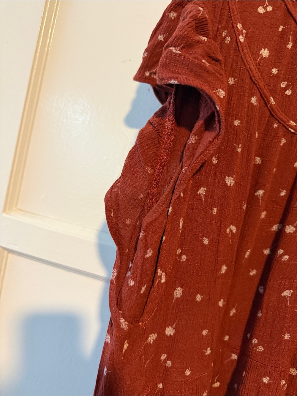 Universal Thread Rust Floral Short-Sleeve Maxi Dress with Pockets Button Closure - Picture 5 of 11
